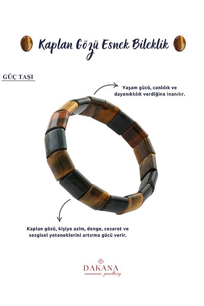 DAKANA JEWELLERY Certified Oval Cut Tiger Eye Natural Stone Bracelet