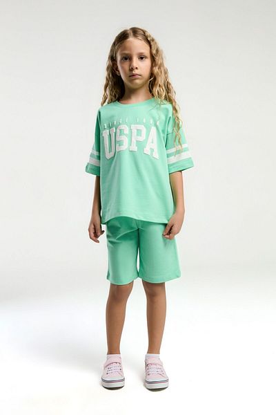 U.S. Polo Assn. Girl's Bamboo Color Shorts Suit