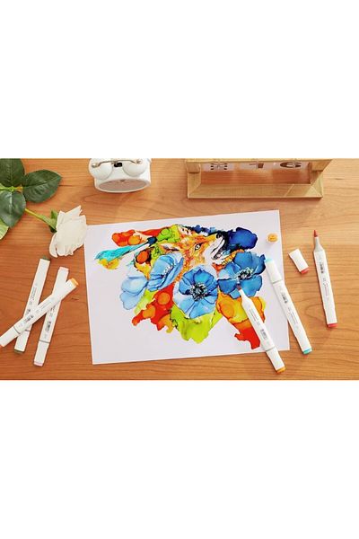 zola Set of 80 double markers, alcohol-based ink, fine and coarse tip, storage bag