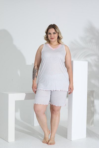 Evia Angelique Bamboo Fabric Sleeveless V Neck Women Shorts Suit 22062