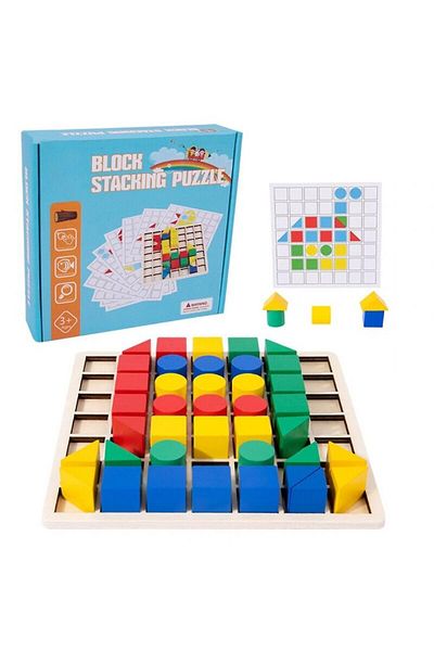 OEM Educational mosaic game, 44 wooden pieces, 20 cards with patterns
