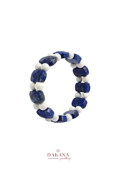 DAKANA JEWELLERY Certified Howlite and Lapis Lazuli Sky Serenity Natural Stone Bracelet