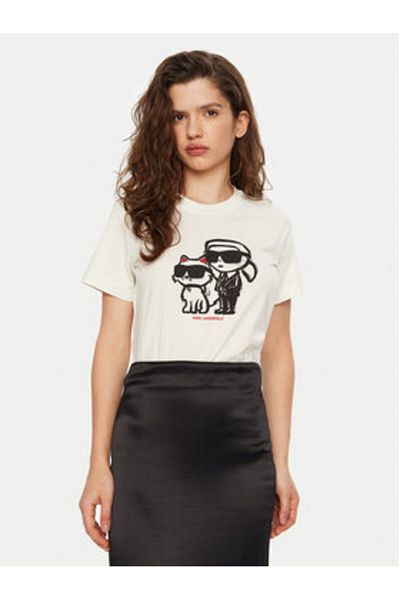 Karl Lagerfeld Women's T-Shirt A1W17129 Ecru