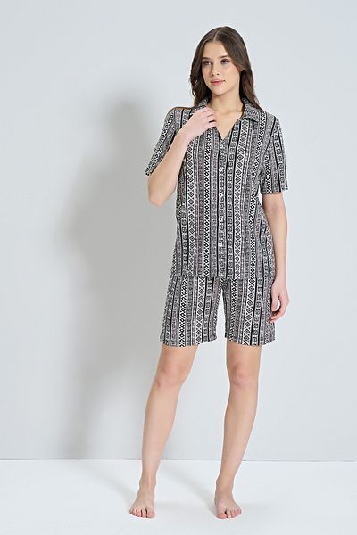Pijadore Set de pijamale pentru femei, cămașă cu model de țiglă