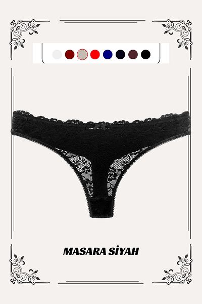 MİSTİRİK Μαύρο εσώρουχο Masara Model Lace με λεπτομέρειες από μαλακό κορδόνι