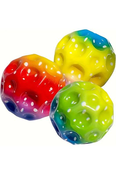 OEM Set of 3 Jumping balls with lights, super space ball, rainbow color, 7 cm