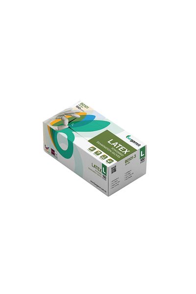 bergamot Box Of 100 Medical Gloves, , L, Latex, Powdered, Z1250l