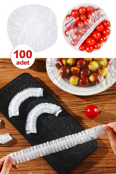 NOYİSKA 100 Pcs Disposable Food Protector Elasticated Preserving Freshness Cookware Plate Protective Cover Cap