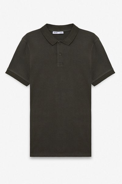 GRIMELANGE Skyloom Men's 100% Cotton Short Sleeve Regular Fit Anthracite Polo Neck T-Shirt