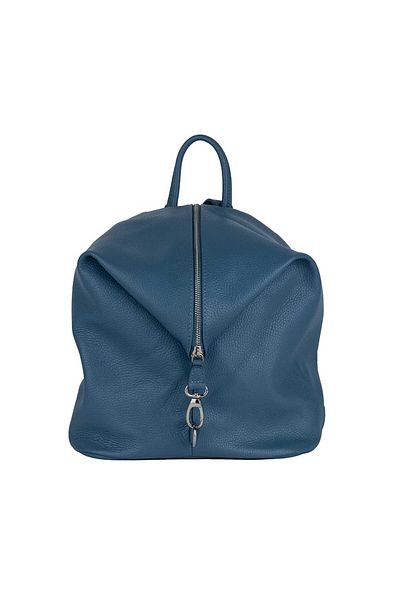 Toro Nero Rucsac de damă din piele naturală albastru deschis, tip zip and Glow