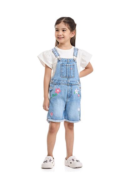 R&B Embroidered Dungaree with Pockets