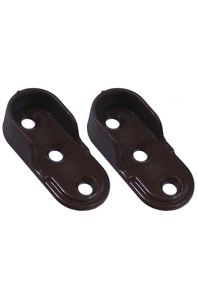 flores Set 2 Suporti din plastic pentru bara ovala, interior 16 mm, maro