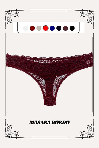 MİSTİRİK Chiloți Moale Model Masara Culoare Bordeaux Cu Detaliu Dantela