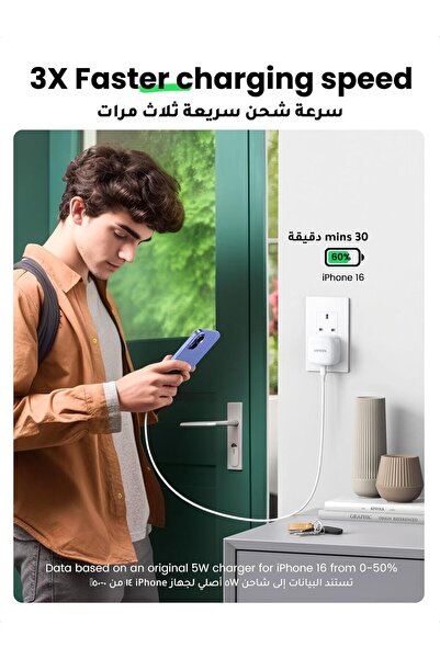 Ugreen USB C Charger for iPhone 16 PD 20W Type, Fast Charging Plug, Smart Protection, Universal Trav