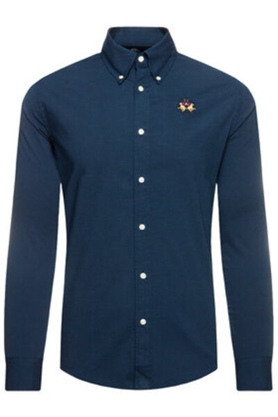 LA MARTINA Men's Shirt CCMC02 PP003 Navy Blue