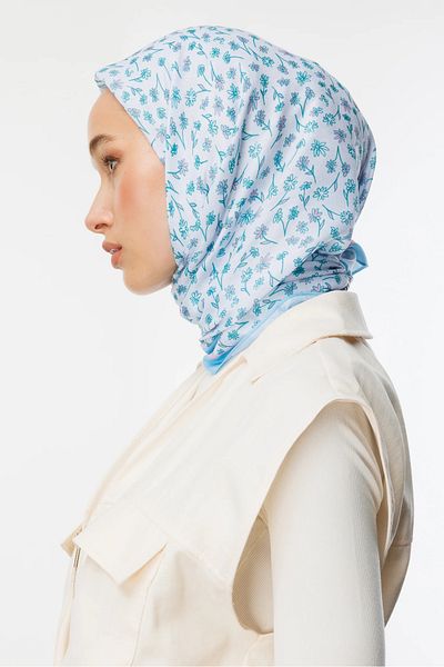 Mooncorn Βαμβακερό κασκόλ Baby Blue Minor Pattern
