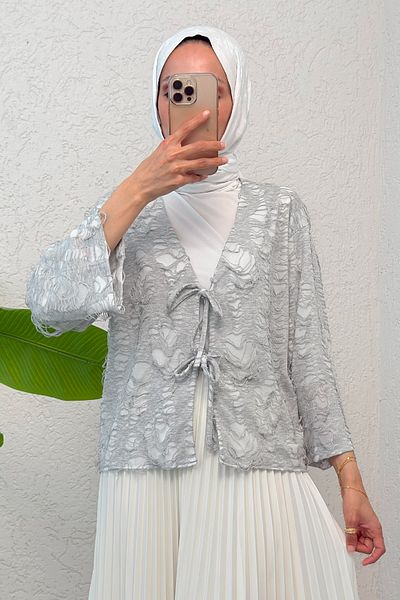 Salih Çelebi Tattered Tassel Kimono 2314 - Gray