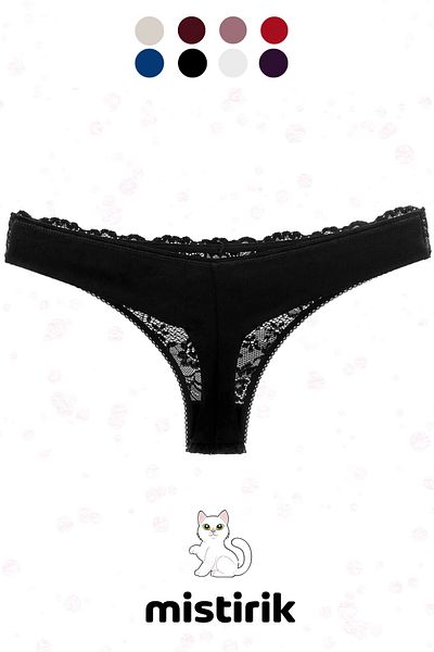 MİSTİRİK Ευέλικτο και απαλό Masara Model Sports Thong - Ημιμοτίβλο, Μαύρο Χρώμα