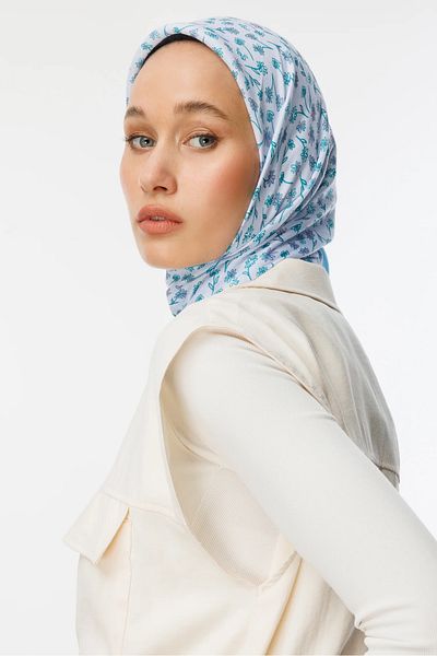 Mooncorn Βαμβακερό κασκόλ Baby Blue Minor Pattern