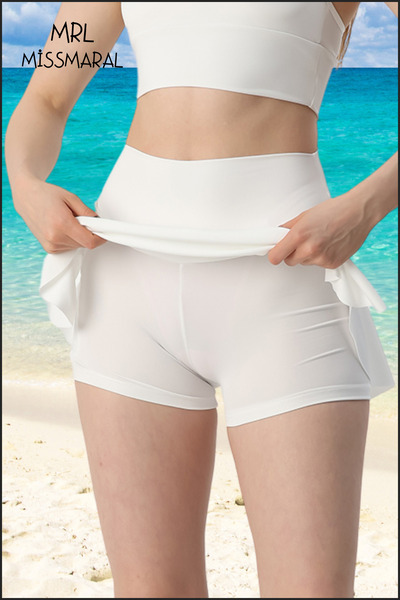 missmaral Mini Shorts Skirt Look Skirt with Shorts Pocket Sports Design Tennis Sea Pool Fitness Ecru 1107