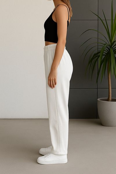 freemen Women's High Waist Ecru Gabardine-Linen Textured Trousers – Breathable Fabric, 4 Seasons