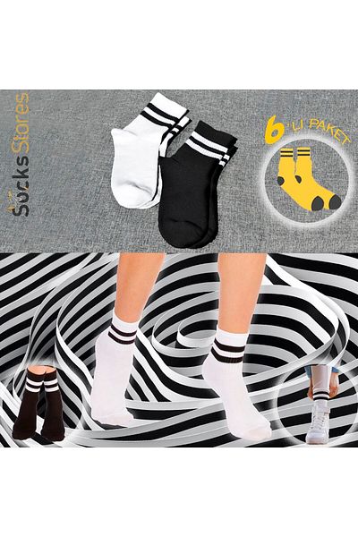 Esinti Ανδρικές Γυναικείες Κάλτσες Socket Long Socks Κάλτσες με πολύχρωμα σχέδια 6 τεμαχίων