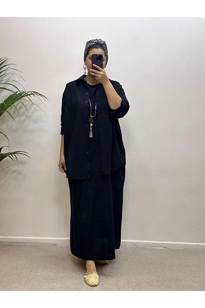 Ranasubaşı Linen Shirt Double Suit Black