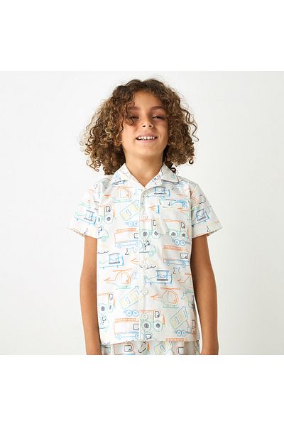 Juniors All-Over Vehicle Print Shirt And Shorts Set