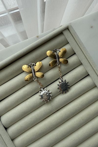 H&S AKSESUAR Design Brand Model Butterfly Earrings