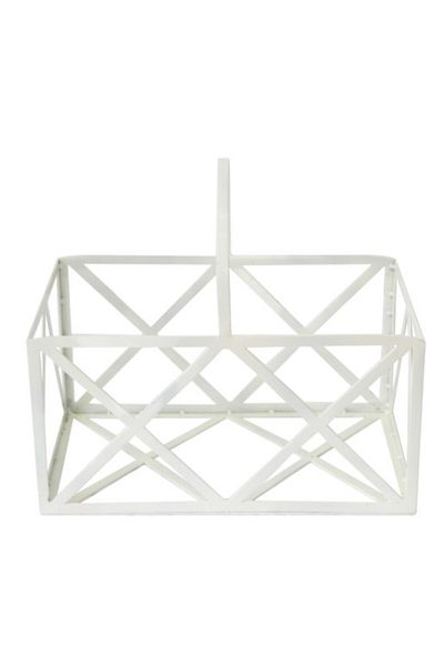 Decorer Jardiniera Fier Forjat Alba Cu Patina Aurie Pentru Ghivece Flori 40 Cm X 22h