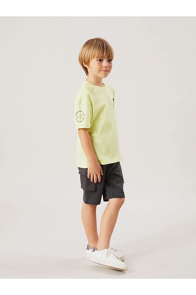 LC Waikiki Lcw Kids Green-White Crew Neck Printed Boys T-Shirt