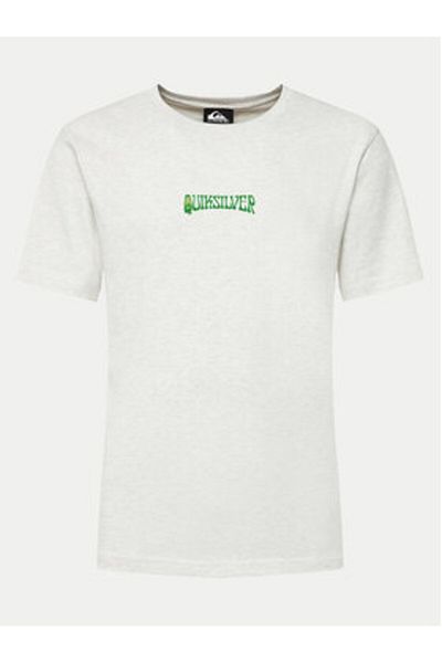 Quiksilver Tricou cu imprimeu pentru bărbați, gri, cu decolteu în formă standard, AQYZT09543_ISLAND SUNRISE MOE