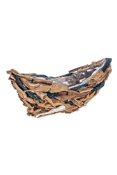Bizzotto Ghiveci Decorativ Din Lemn, Model Barcuta 53 Cm X 21 Cm X 23h
