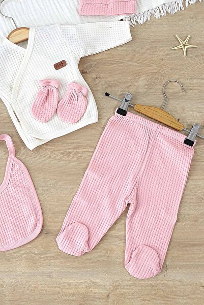 Sitilin Baby Girl White Natural 100% Cotton Fabric 5-Piece Hospital Release Set Stl6999