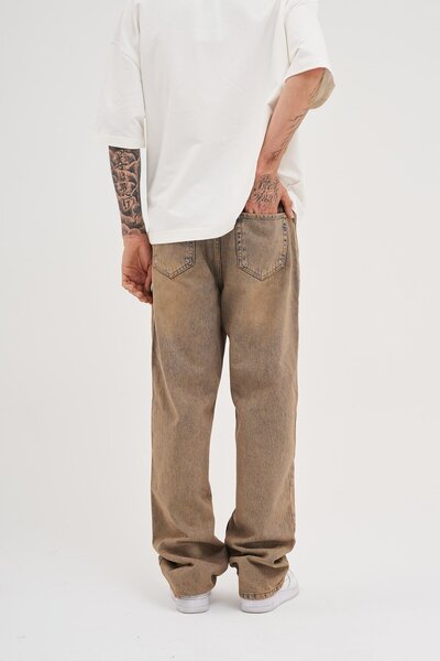Machinist Men's Oversize Baggy Washed Dark Beige Jean