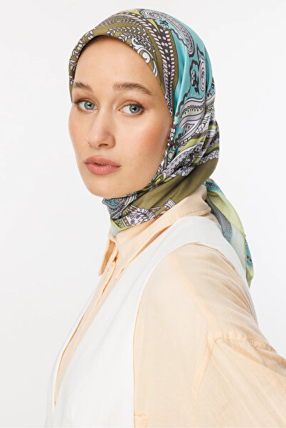 Mooncorn Green Virel Pattern Cotton Scarf