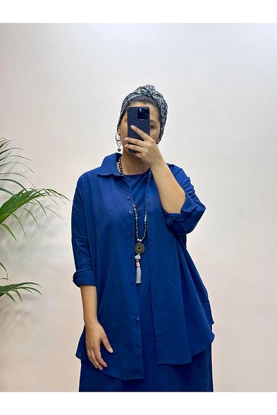 Ranasubaşı Linen Shirt Double Suit Navy Blue