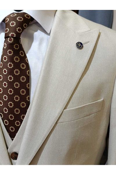 Ted Davıd Polyviscon Suit with Linen Blended Vest