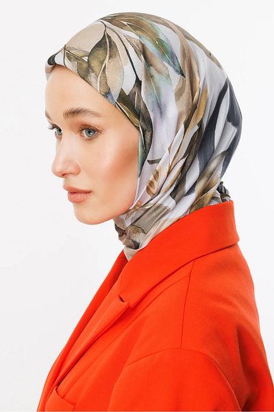 Mooncorn Βαμβακερό κασκόλ Oil Green Lorya Pattern