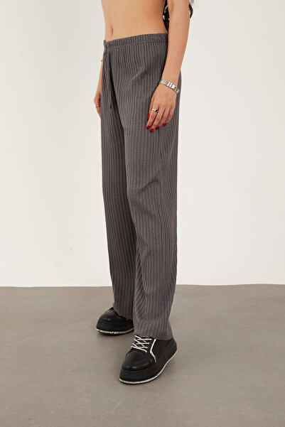 Asel Μαύρο γκρι καπνιστό γυναικείο παντελόνι Lycra και φούτερ - Casual Comfortable Home Wear Πιτζάμες Σετ 3