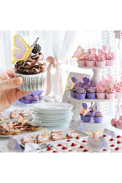 HASEPE Happy Birthday cake decorations Home Sweet Paradise, set 22 pieces butterflies, for special events