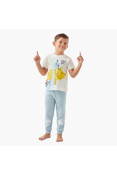 Juniors Animal Print T-Shirt And Pyjama Set