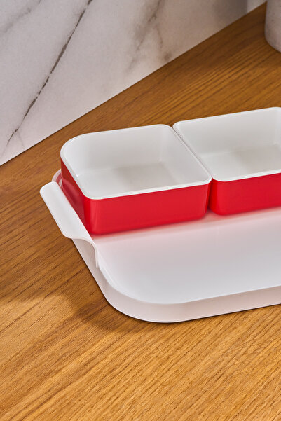 Karaca Set mic dejun cu 6 compartimente cu capac, roșu