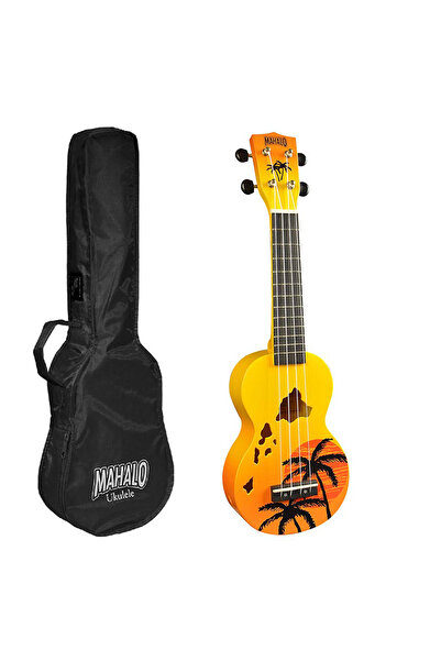 Mahalo MD1HAORB Set ukulele Designer Hawaii galben-portocaliu, husa, 3 pene