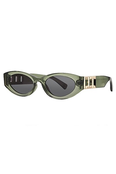 Daniel Klein Women's Sunglasses – Green Oval Frame, Gold Detailed Design