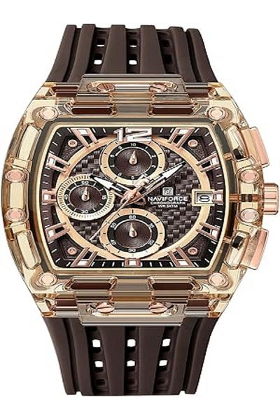 Naviforce Men's Watch Fashion Sport Rectangle Wrist Watches (Chronograph/Waterproof/Luminous/Calendar)