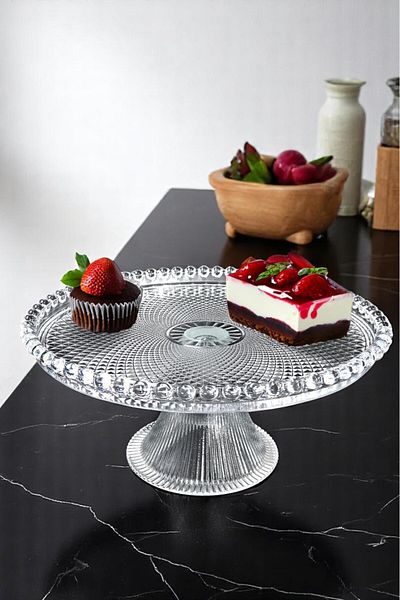 WuuQ Crystallized Glass Footed Cake Cake Presentation Plate