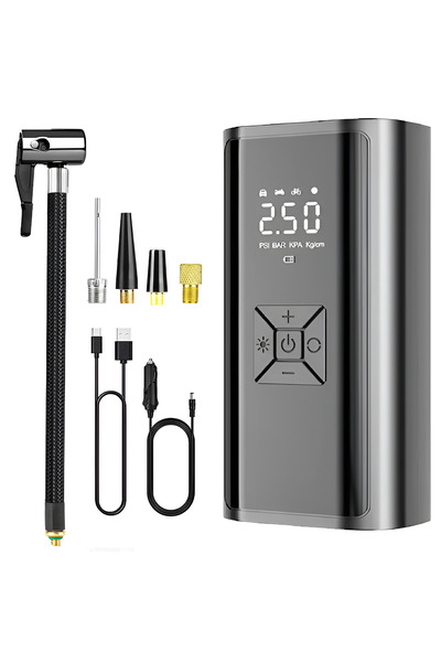 HASEPE Pompă de aer pentru mașină electrică HASEPE, afișaj digital LCD, lanternă LED, portabilă, USB