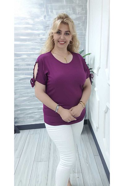 Esina Women's Shoulder Rope and Pearl Detailed Viscose Blouse