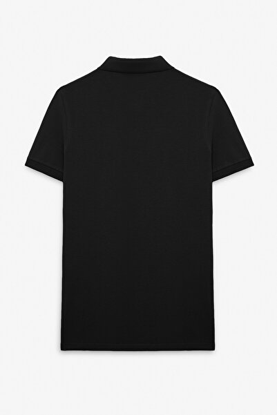 GRIMELANGE Flexore Men's 100% Cotton Short Sleeve Regular Fit Black Polo Neck T-Shirt